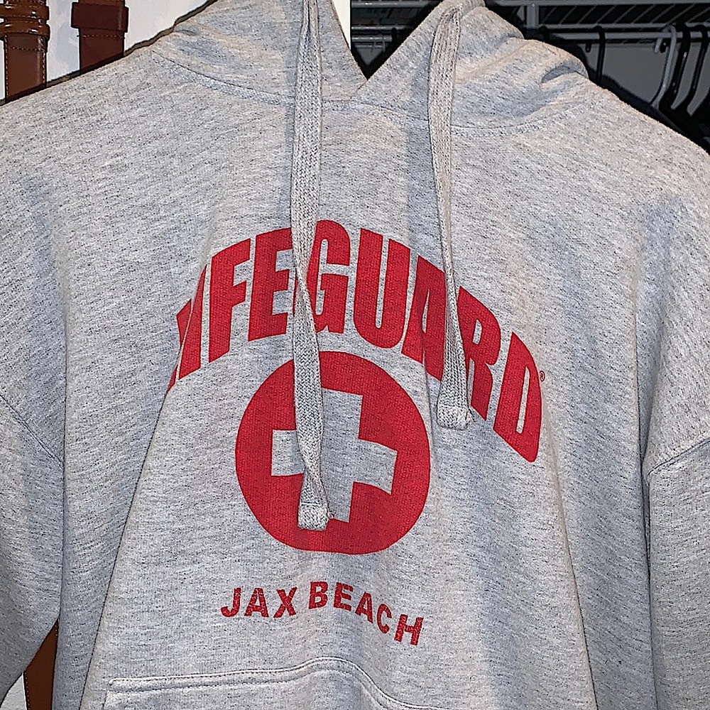 X-Large Grey and Red Lifeguard Hoodie